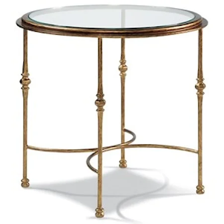 Round End Table with Clear Glass Top
